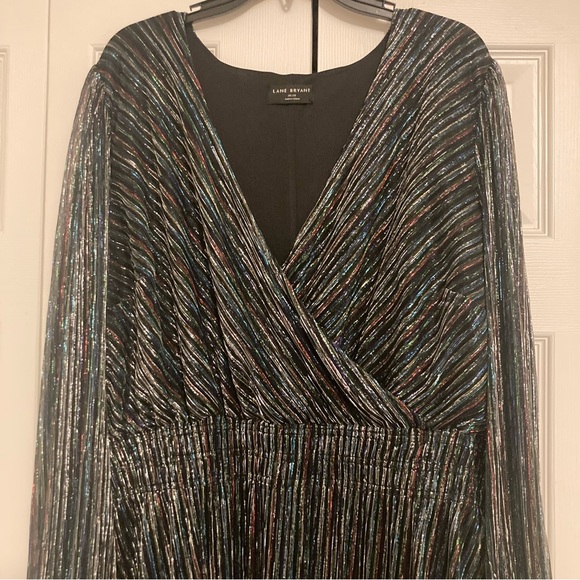 Lane Bryant Blouson-Sleeve Crinkle Knit Multi-Color Long Sleeve Midi Dress 26/28 - Picture 6 of 8